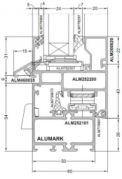 Uzel nizhnii alumin profil Alumark S50.JPG